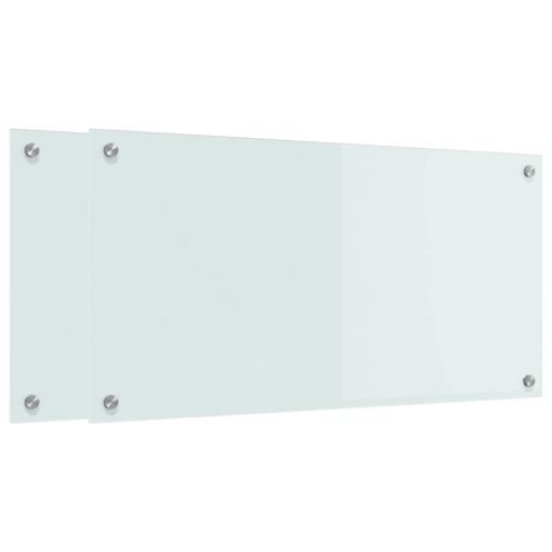 Кухненски заден панел 2 pcs Бяло 80 x 40 cm закалено стъкло