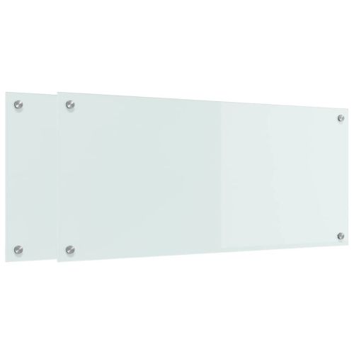 Кухненски заден панел 2 pcs Бяло 90 x 40 cm закалено стъкло