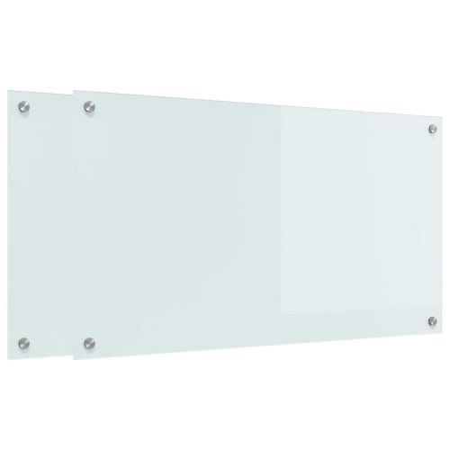 Кухненски заден панел 2 pcs Бяло 90 x 50 cm закалено стъкло