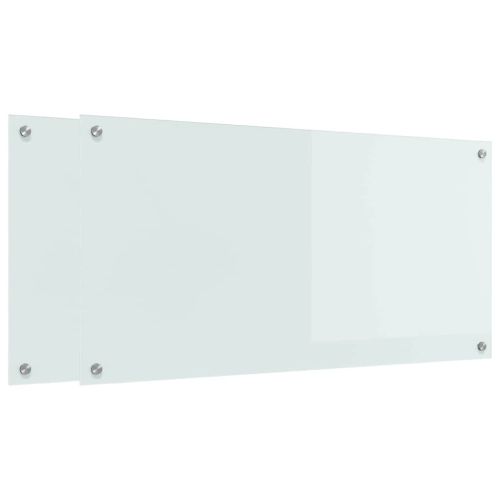 Кухненски заден панел 2 pcs Бяло 100 x 50 cm закалено стъкло