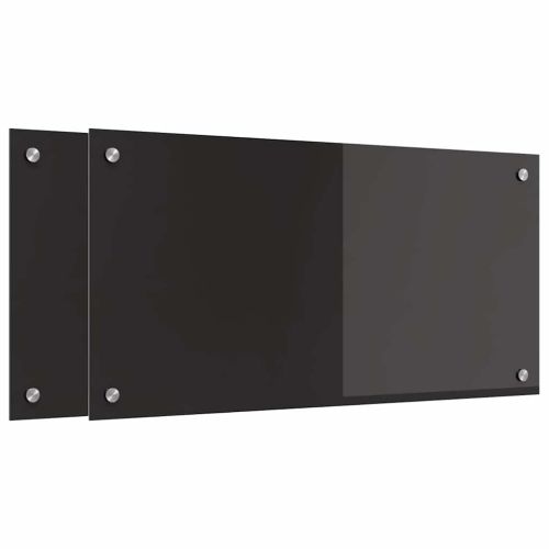 Кухненски заден панел 2 pcs Черно 80 x 40 cm закалено стъкло