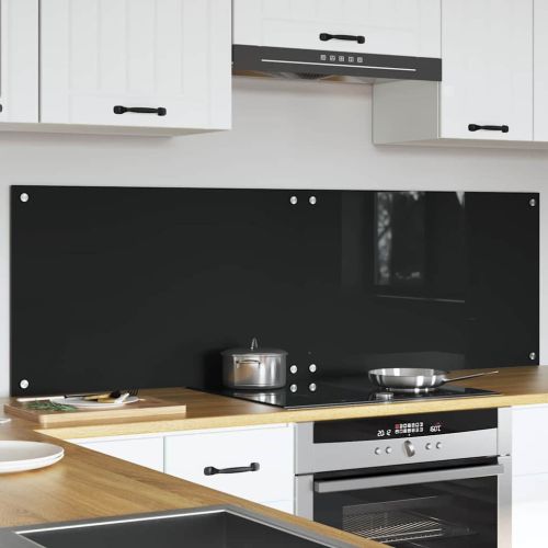 Кухненски гръб 2 pcs Черно 80 x 50 cm закалено стъкло
