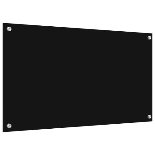 Кухненски гръб 2 pcs Черно 90 x 50 cm закалено стъкло
