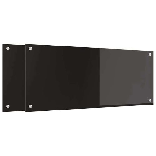 Кухненски заден панел 2 pcs Черно 100 x 40 cm закалено стъкло