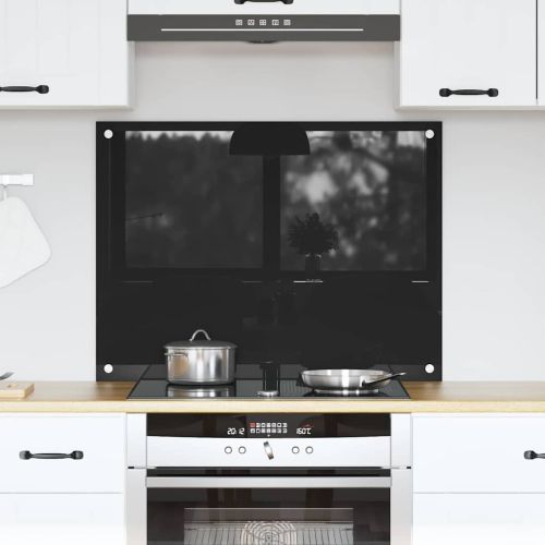 Кухненски заден панел Черно 80 x 60 cm закалено стъкло