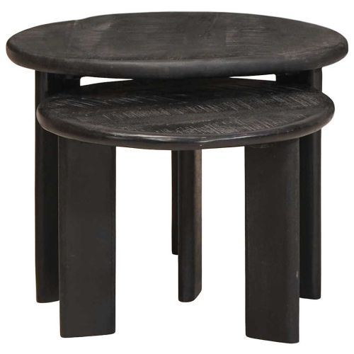 Nesting маси за кафе 2 pcs Бяло Солидно мангово дърво