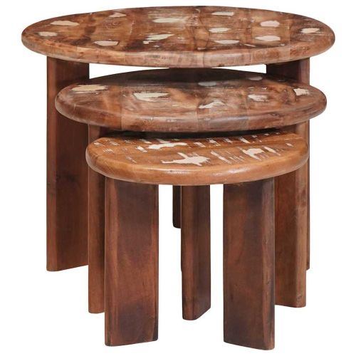 Nesting маси за кафе 3 pcs Солидна рециклирана дървесина