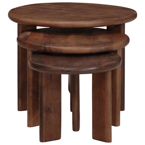 Nesting маси за кафе 3 бр. Тъмен кафяв Ø 54 x 40 см