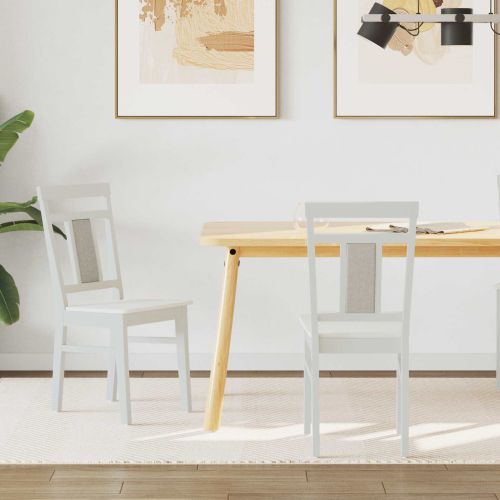 Трапезен стол 2 pcs Бяло Солидно гумено дърво