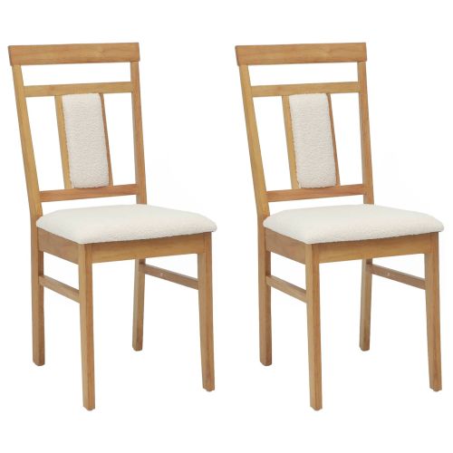 Трапезен стол 2 pcs Естествено и светло Солидно гумено дърво