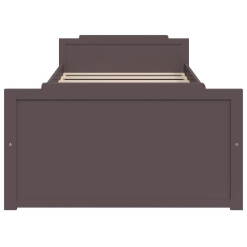 Рамка за легло с чекмеджета, тъмнокафява, бор масив, 90х200 см