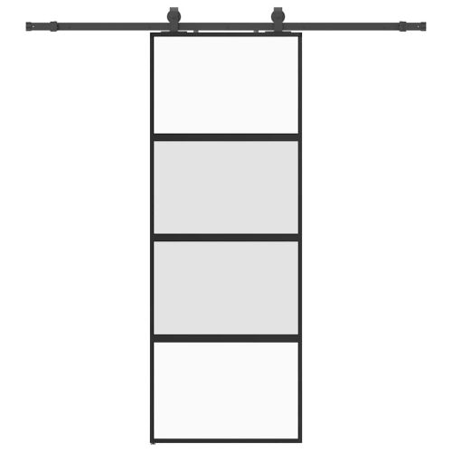 Плъзгаща се врата с комплект обков Черно 76x205 cm