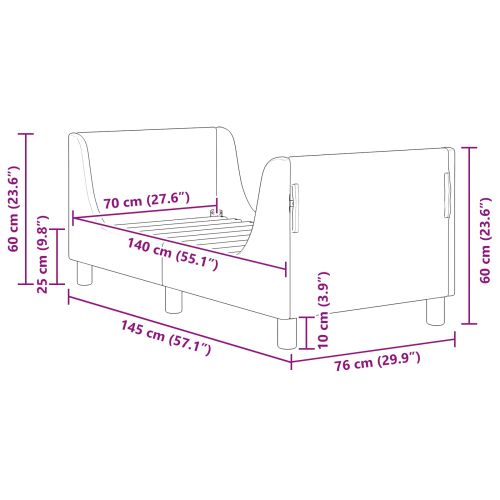 Легло за малко с главна дъска Розово 70 x 140 cm Кадифе