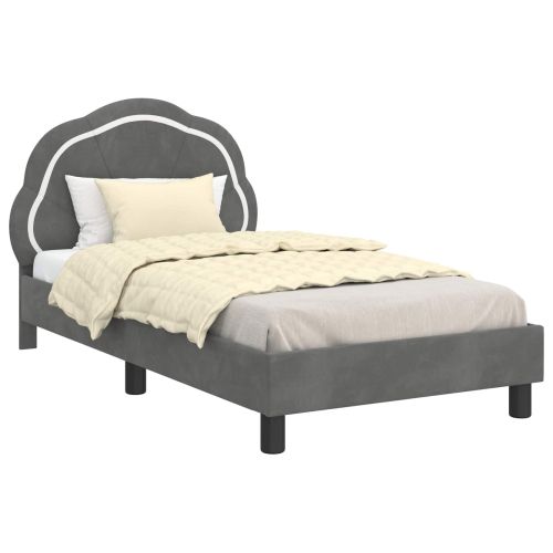 Легло за деца с табла с таблото Тъмен сив 80 x 160 cm Кадифе