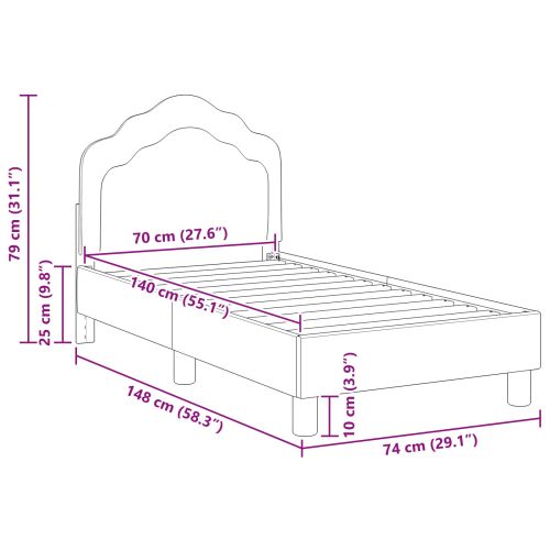 Легло за малко с главна дъска Черно 70 x 140 cm Кадифе