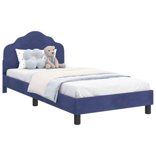 Легло за деца с табла Полицейско синьо 90 x 200 cm Кадифе