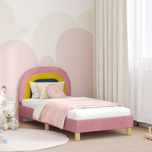 Легло за деца с табла с таблото Розово 80 x 160 cm Кадифе