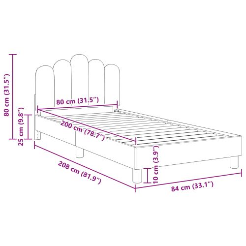 Легло за деца с табла с таблото Черно 80 x 200 cm Текстил