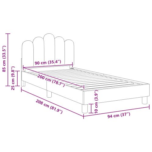 Легло за деца с табла с таблото Черно 90 x 200 cm текстил