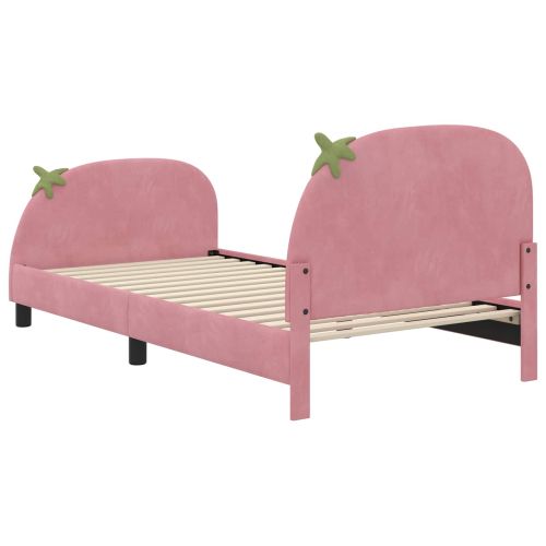 Легло за деца с табла с таблото Розово 90 x 190 cm Кадифе