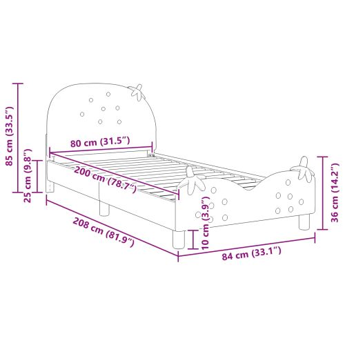 Легло за деца с табла с таблото Розово 80 x 200 cm Кадифе