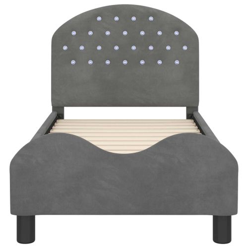 Легло за малко с главна дъска Тъмен сив 70 x 140 cm Кадифе