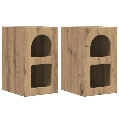 Нощно шкафче 2 pcs Дъб 29,5 x 33,5 x 50 см Инженерно дърво