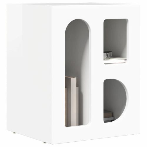 Нощно шкафче ELST Лъскаво бяло 40 x 35 x 50 см Инженерно дърво