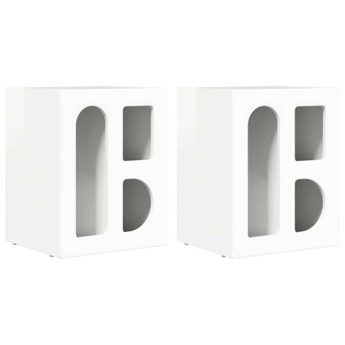Нощно шкафче 2 pcs Лъскаво бяло 40 x 35 x 50 см Инженерно дърво