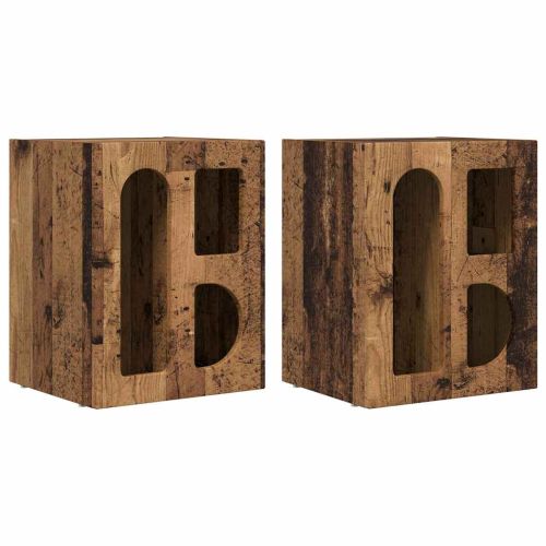 Нощно шкафче 2 pcs Старо дърво 40 x 35 x 50 см Инженерно дърво