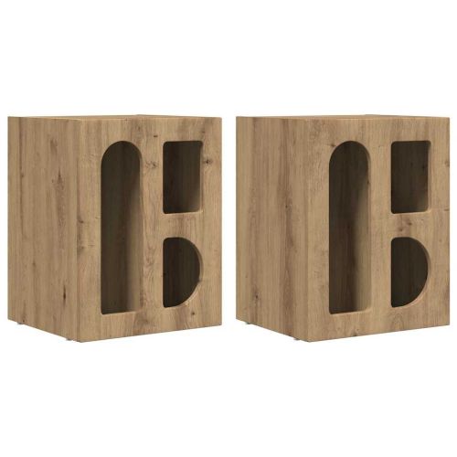 Нощно шкафче 2 pcs Дъб 40 x 35 x 50 см Инженерно дърво