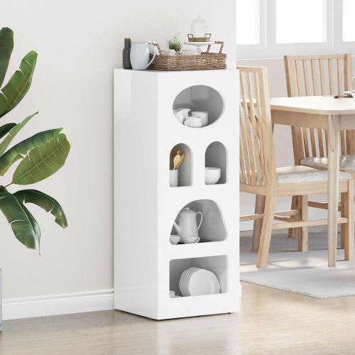 Служебен шкаф Лъскаво бяло 40 x 35 x 100,5 см Инженерно дърво