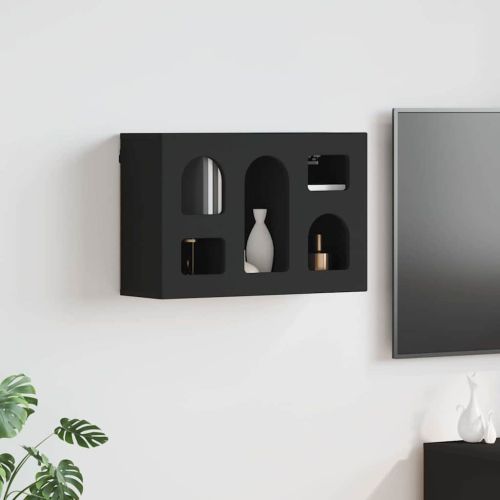 Висящ шкаф с рафт Черно 60 x 20 x 40 см Инженерно дърво