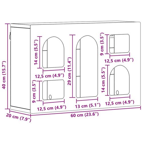 Висящ шкаф с рафт Дъб 60 x 20 x 40 см Инженерно дърво