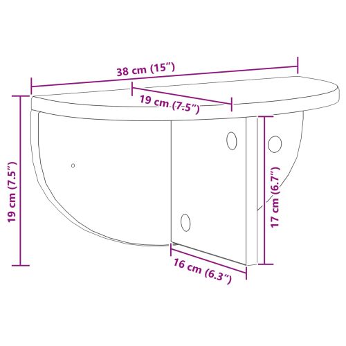 Стенен рафт 2 pcs Черно 38 x 19 x 19 см Инженерно дърво