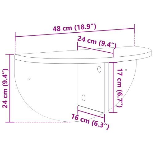 Стенен рафт 2 pcs Циментено сиво 48 x 24 x 24 см