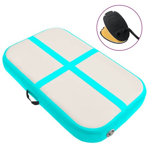 Надуваем дюшек за гимнастика с помпа, 60x100x15 см, PVC, зелен