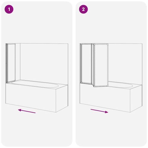Сгъваем параван за баня с 3 панела, 117 x 120 см