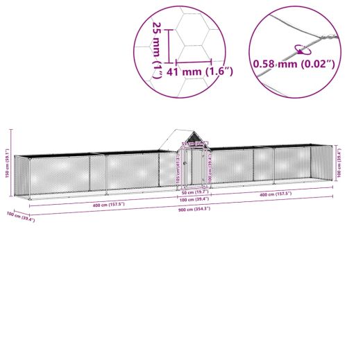 Птичарник, 9x1x1,5 м, поцинкована стомана