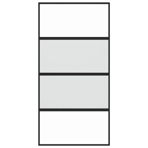 Плъзгаща се врата черна 102,5x205 см закалено стъкло и алуминий