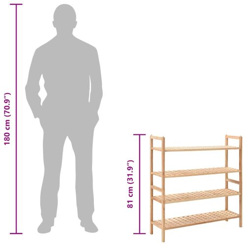 Етажерка за обувки, орехово дърво масив, 69x26x81 cм