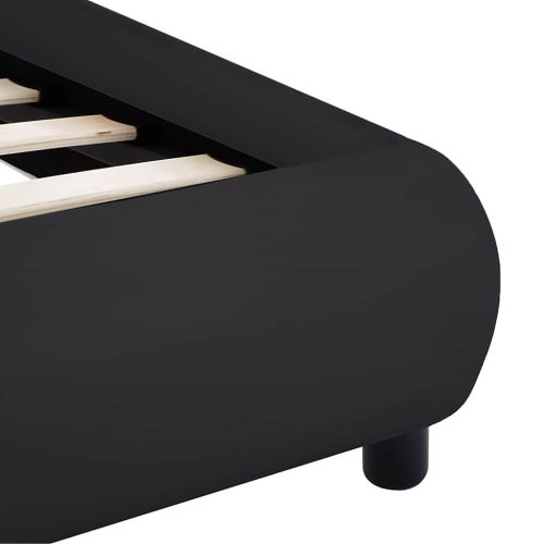 Рамка за легло с LED, черна, изкуствена кожа, 160x200 cм