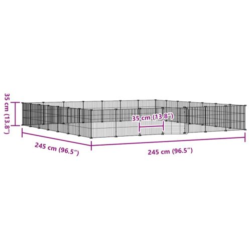 Клетка за животни с врата, 28 панела, черна, 35x35 см, стомана