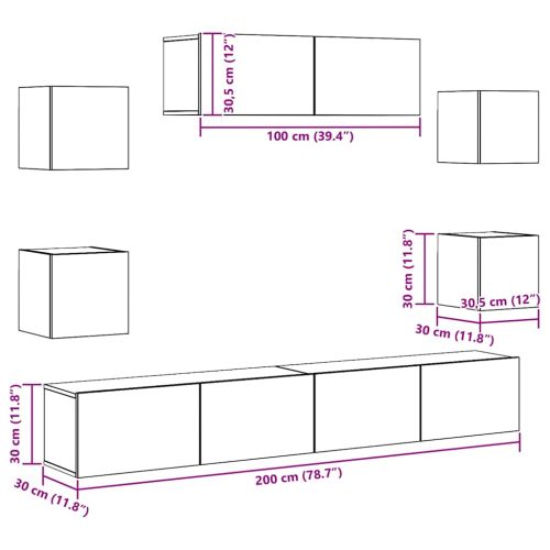 Комплект ТВ шкафове от 7 части, сонома дъб, инженерно дърво7