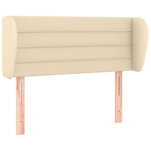 Горна табла за легло с уши, кремава, 93x23x78/88 см, плат