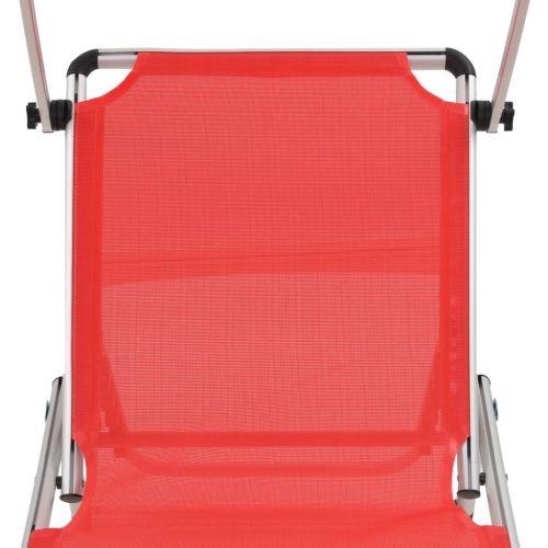 312459 Folding Sun Loungers with Roof 2 pcs Aluminium&Textilene Red