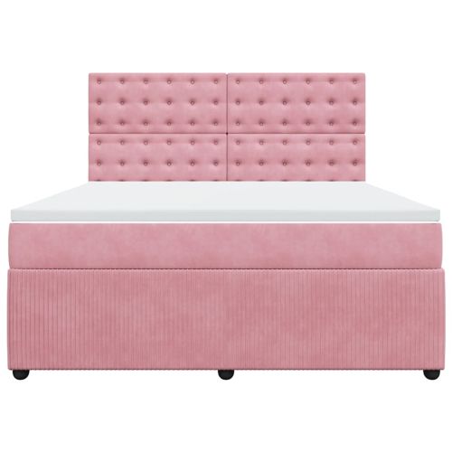 Боксспринг легло с матрак, розово, 180x200 см, кадифе
