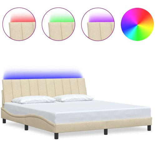 Рамка за легло без матрак Hanko, кремава, 180x200 см, плат