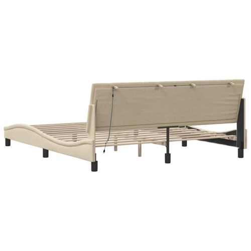 Рамка за легло без матрак Hanko, кремава, 180x200 см, плат