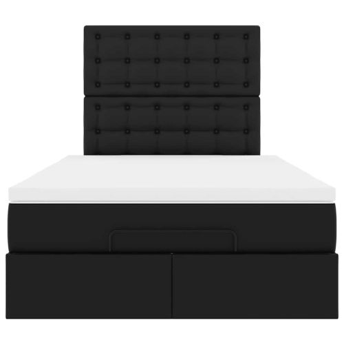 Османска легло с матрак, черно, 120x190 см, изкуствена кожа